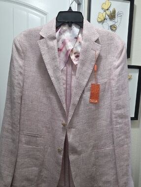 TALLIA Light Pink Linen-Blend Sport Coat 100% Linen